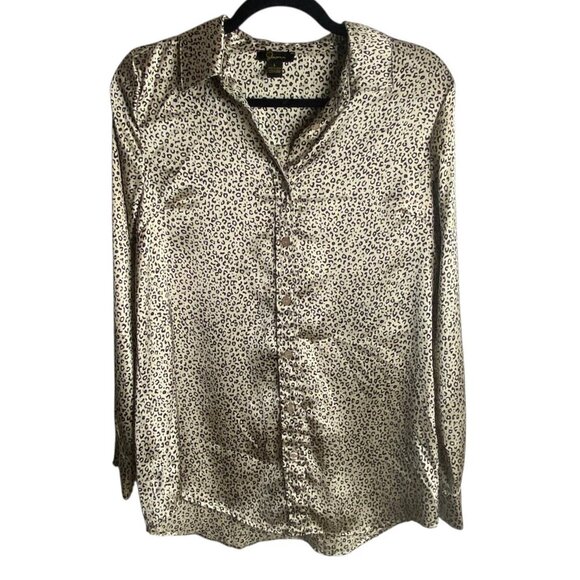 Japna Tops - Japna Size L Silky Button Down Blouse Top Leopard Animal Print Neutral Mobwife